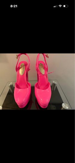 Hot Pink Patent Platform Slingback Heels by EXPRESS