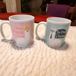 Llama Themed Mugs Set Of Two