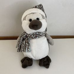 Winter Penguin Plush Stuffed Animal with Hat & Scarf – 9.5” Tall