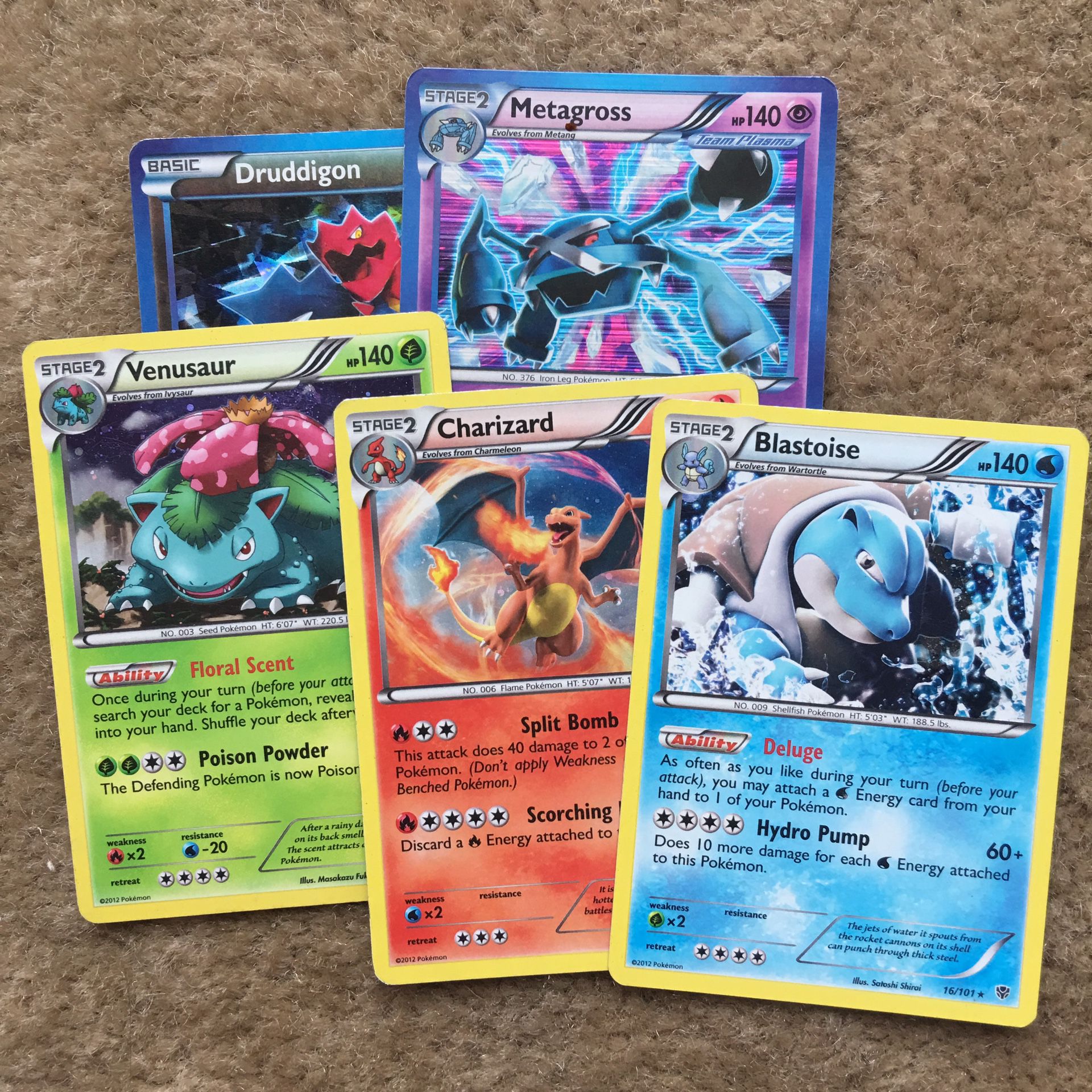 Blastoise / Charizard / Venasaur Pokemon Cards