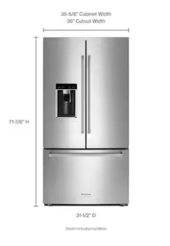 KitchenAid Counter-depth 23.8-cu ft French Door Refrigerator with Ice Maker