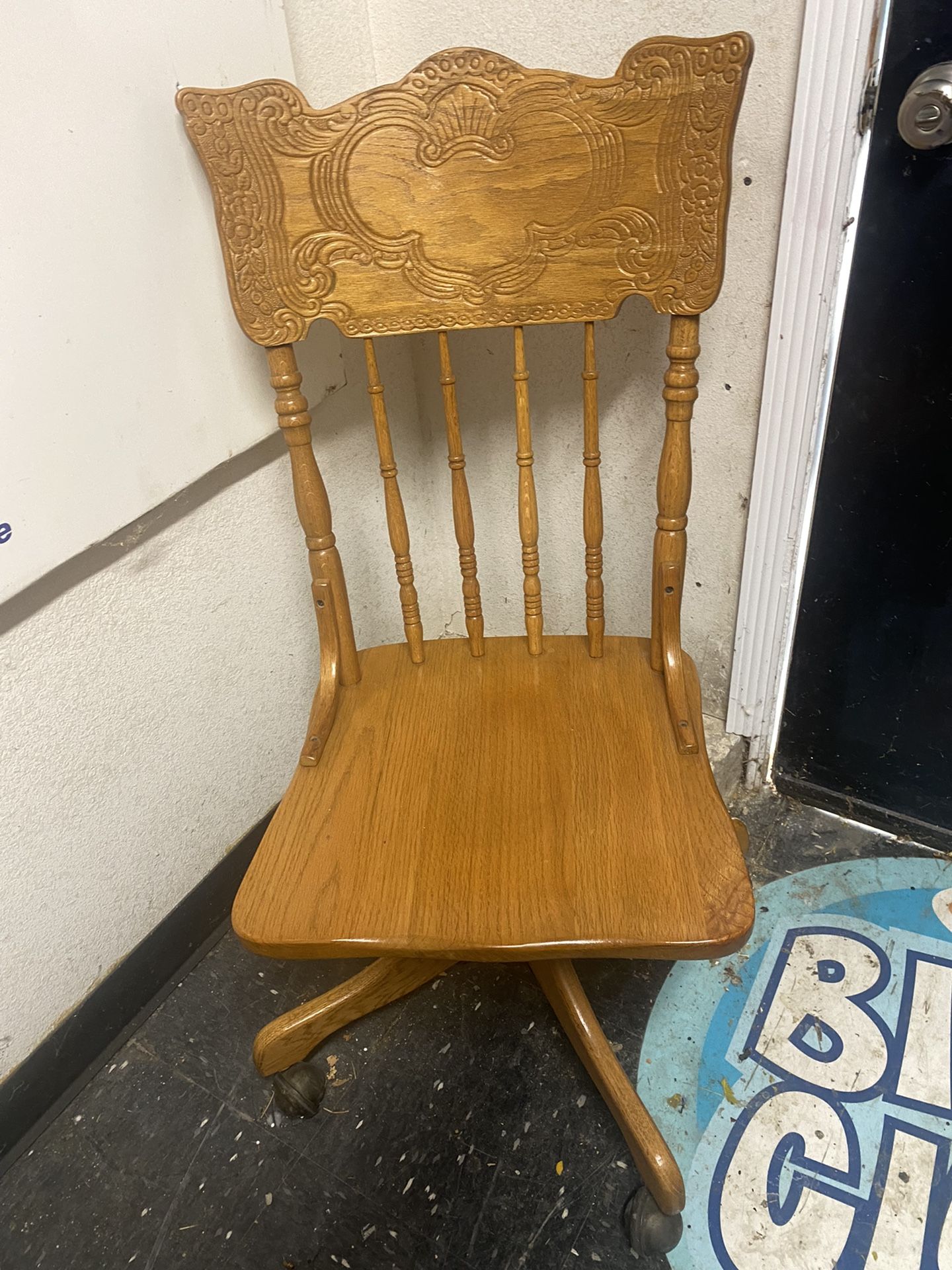 Solid Oak Desk Swivel Chair