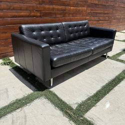 IKEA Morabo Black Leather Sofa