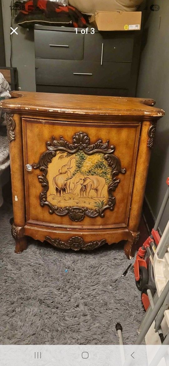 1920s ANTIQUE FRENCH LOUIS STYLE BOMBI NIGHTSTAND- CABINET.