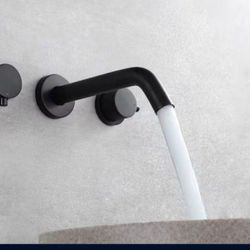 Luxury Wall Mount Faucet Sturdy Solid Brass In Matte Black