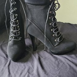 Size 9 Black Stiletto High Heal Boots - Never Worn