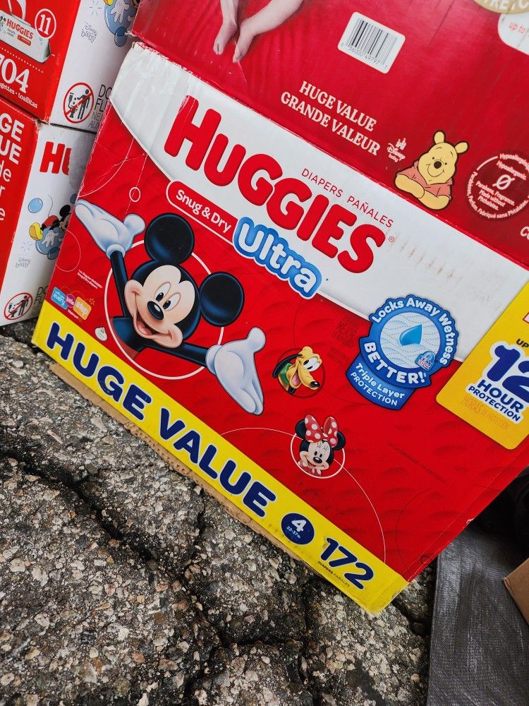 Huggies 4 , 172 Count. $40 Each Box