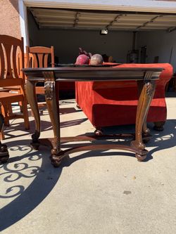 Dark Wood Console Table with Carved Legs