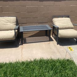 3pc Chair/table Set W/ Cushion