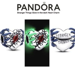 PANDORA Stranger Things Glow-in-the-dark Heart Charm w/box