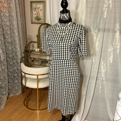 Modest Classy Houndstooth Print Dress