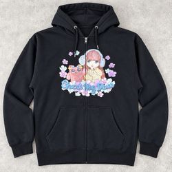 Hot Topic Blythe Doll Cheers My Dear Black Graphic Zip Up Hoodie XL NEW