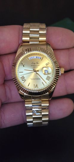 Lucky Four Santos Gold-Tone Day-Date Watch