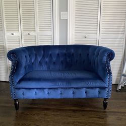 Blue Velvet Loveseat 