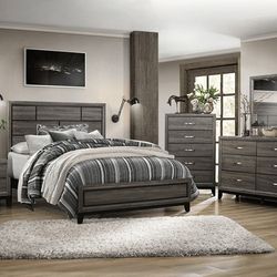 Brand New Gray 4PCs Bedroom Set