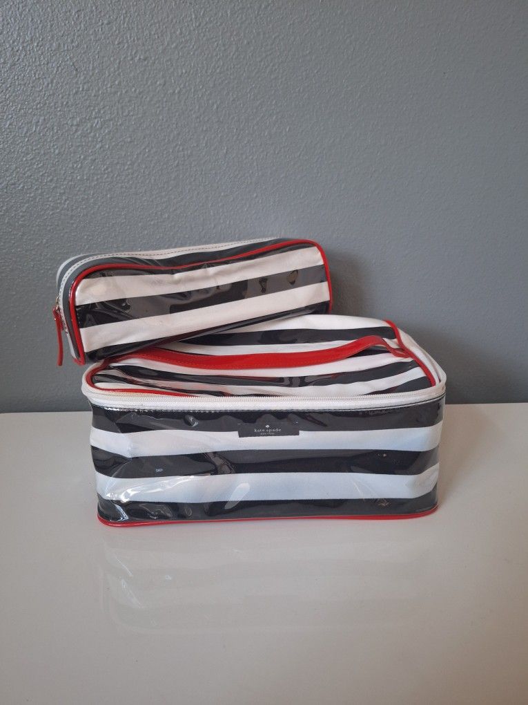Kate Spade New York Stripped Cosmetic travel Bag Set
