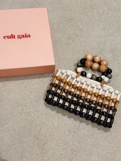 Cult Gaia Cora Beaded Clutch / Handbag – Multicolor Wood