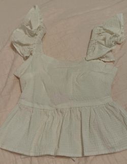 Mi Ami White Flutter Sleeve Open Back Top
