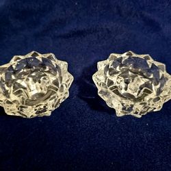 Starlit Parisian Pressed Crystal Glass Candle Holders – 3.5" Sparkle with Romantic French Charm