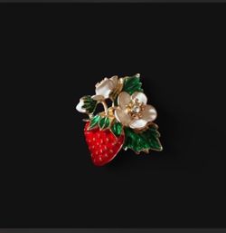 Strawberry Vintage Inspired Cottage Core Brooch
