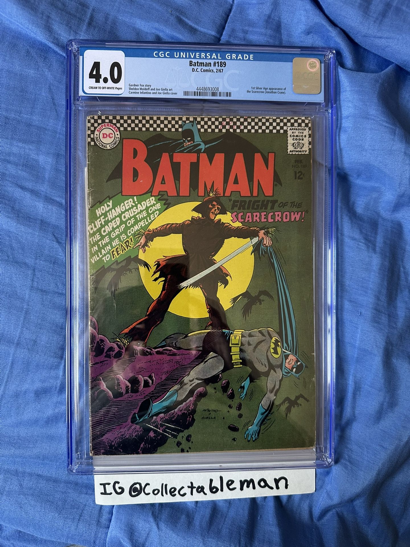 Batman #189 CGC 4.0 1967 DC 1st Silver Age Appearance of Scarecrow - Key