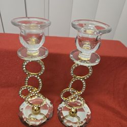 Elegant Gold Metal Glass Candle Holder Decoration Ornament For Tabletop ✨️Elegantes Candeleros De Vidrio Y Metal Para Centro De Mesa