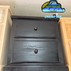 Black Dark Nightstand Pinewood Dresser Cajonera
