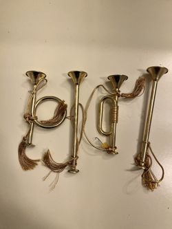 4 gold pipes with gold braid Christmas Holidays - about 12 inches