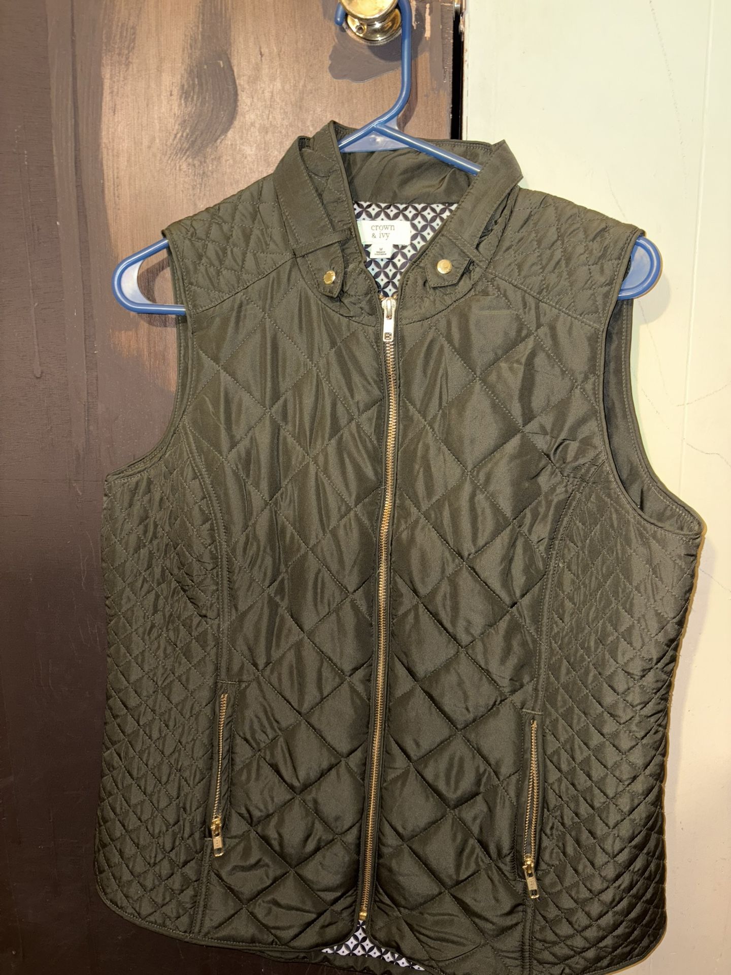 Crown & Ivy Green And Gold Vest