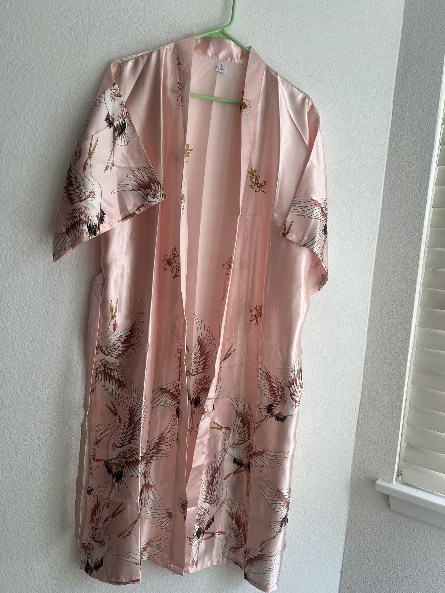 Long Satin Kimono Robe – Black & Pink | $12 each