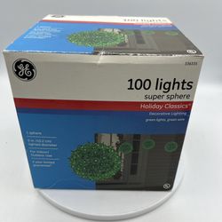GE 100 Lights Super Sphere Holiday Classics Green Wire Indoor Outdoor Tested