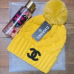 Yellow Beanie Bundle With Victoria Secret  Mist 