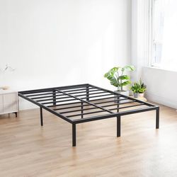 Sleep 18 Inch Heavy Duty Steel Slat Anti-Slip Support, Easy Assembly Platform Bed Frame, Noise Free Steel Mattress Foundation, Maximum Storage, No Box