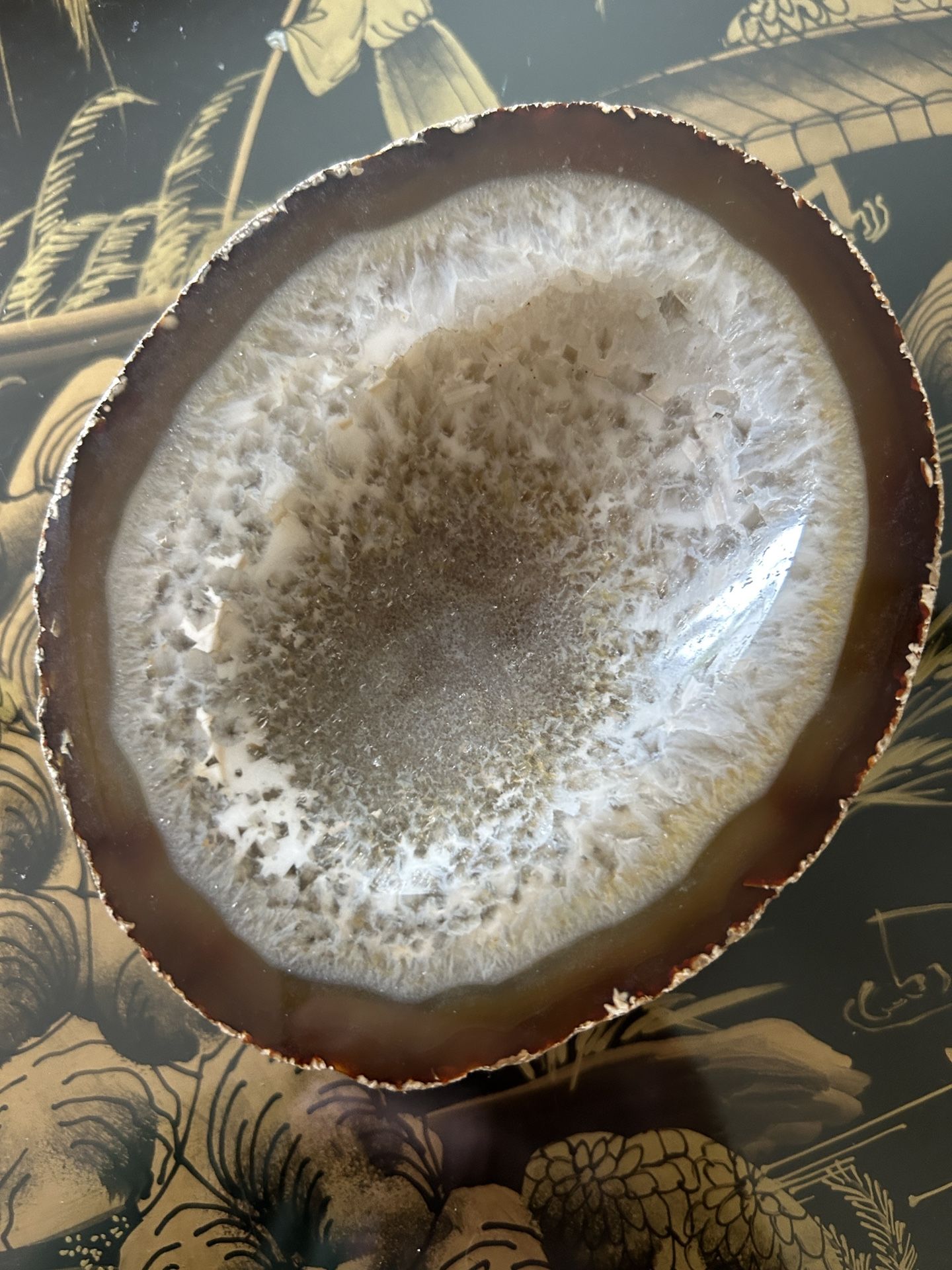 Agage Stone slice natural beauty with brown and white oval ashtray key dish your choice