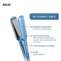 2” BabylissPRO Nano Titanium Ultra-Sleek Hair Straightener, Flat Iron for All Hair Types
