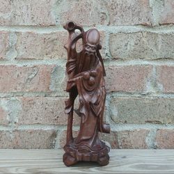Vintage Wise Man/Staff Hand Carved Sculpture