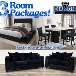 NEW 3 ROOM PACKAGE DEAL- BED MATTRESS DINING ROOM SECTIONAL SOFA SPECIAL FINANCING 