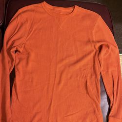 Orange Knitted Longsleeve Shirt Mens Size Medium