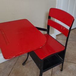 Vintage Red School Desk