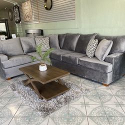 Grey Comfortable Soft Fabric Sectional ‼️take It Home With $39 Easy Approval ‼️
