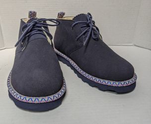 BEARPAW Women's Grace Suede Lace w/Rain & Stain Repellent Dark Blue Women's Size 8.5 NEW