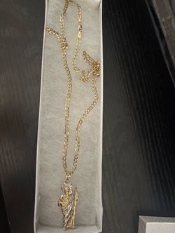 14K Cuban Link Chain with 10K San Judas Pendant (Diamond Cut)