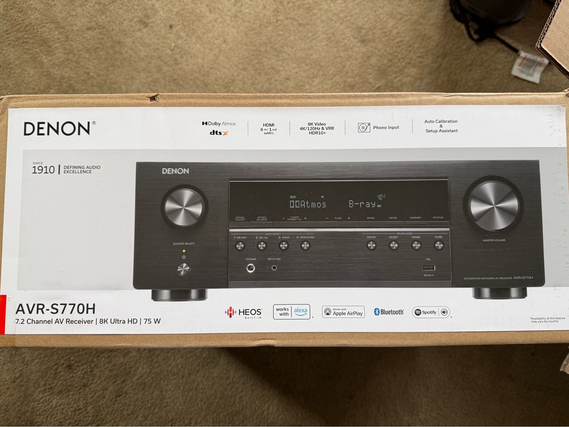 Denon AVR-S770H 7.2 Ch 8K AV Receiver — Full Factory Warranty