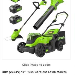 Greenworks Lawnmower, Blower & Trimmer