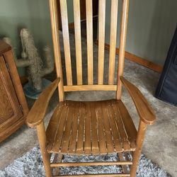 Vintage Mid Century Modern Solid Wood Rocking Chair 