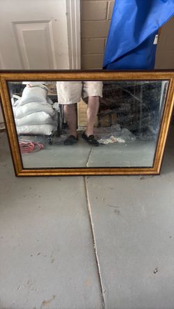 Wooden framed mirror gold and brown ￼