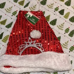 NWT Christmas Princess Red Sequin Santa Hat