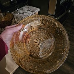 Vintage Amber Indiana Glass 10 1/4 [, Dinner Plates X4