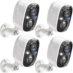 4 Pack, 2K Battery Powered Cameras for Home Security, Color Night Vision, Motion Detection, 2-Way Talk, IP65 Waterproof, Remote Access, Cloud/SD Stora