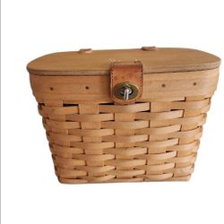 1998 Longaberger Hand Woven Shoulder Purse Basket With Inside Protector & Inside Liner